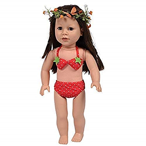 The New York Doll Collection Niedliches Polka Dot Erdbeere Bikini Set Badeanzugkleid für Mode Mädchen Puppen - Puppen Badekleidung - Passt 18 Zoll / 46cm Puppen - Puppenzubehör von The New York Doll Collection
