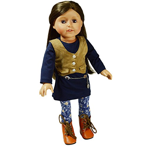 The New York Doll Collection Outfit-Set enthält EIN blaues Kleid - Weste und Gürtel - für 18 Zoll/46 cm Modepuppen - Puppenkleidung - Puppenzubehör von The New York Doll Collection