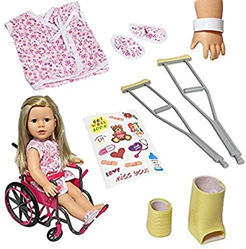 The New York Doll Collection Puppe Rollstuhl-Set für 18 Zoll/46cm Puppen enthält Bein gegossen, Poor gegossen, Verband Krücken und Rollstuhl + Bonuszubehör - Puppen spielset - Puppenzubehör The New York Doll Collection Puppe Rollstuhl-Set für 18 Zoll/46cm Puppen enthält Bein gegossen, Poor gegossen, Verband Krücken und Rollstuhl + Bonuszubehör - Puppen spielset - Puppenzubehör von The New York Doll Collection
