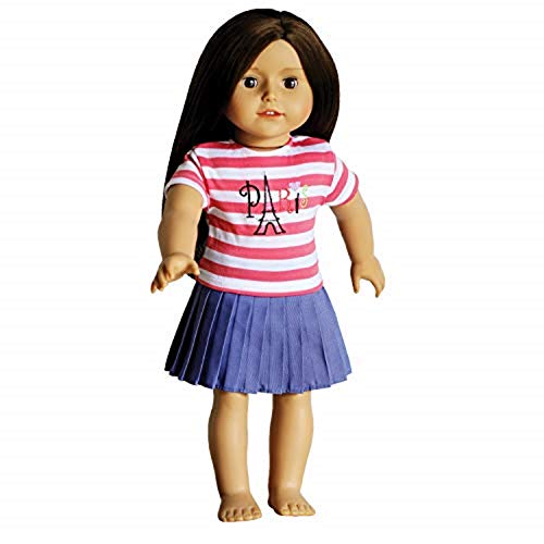 The New York Doll Collection Puppen Kleidung für Modepuppen enthält - Lila Rock - Rosa und Weiß Gestreiftes Paris Besticktes T-Shirt - Passt 18 Zoll/46 cm Puppen - Puppenkleidung - Puppenzubehör The New York Doll Collection Puppen Kleidung für Modepuppen enthält - Lila Rock - Rosa und Weiß Gestreiftes Paris Besticktes T-Shirt - Passt 18 Zoll/46 cm Puppen - Puppenkleidung - Puppenzubehör von The New York Doll Collection