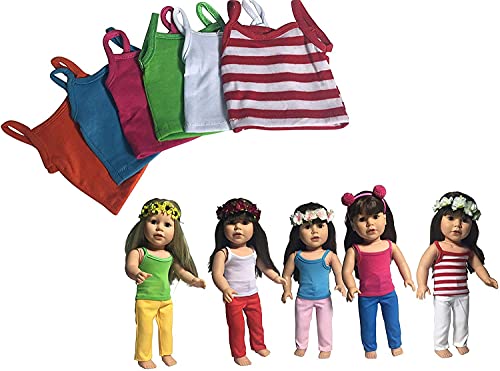 The New York Doll Collection Puppenkleidung - 6er Cami Set für Mode Mädchen Puppen in Orange, Blau, Rosa, Grün, Weiß, Rot und Weiß Streifen - Passt 18 Zoll / 46cm Puppen The New York Doll Collection Puppenkleidung - 6er Cami Set für Mode Mädchen Puppen in Orange, Blau, Rosa, Grün, Weiß, Rot und Weiß Streifen - Passt 18 Zoll / 46cm Puppen von The New York Doll Collection