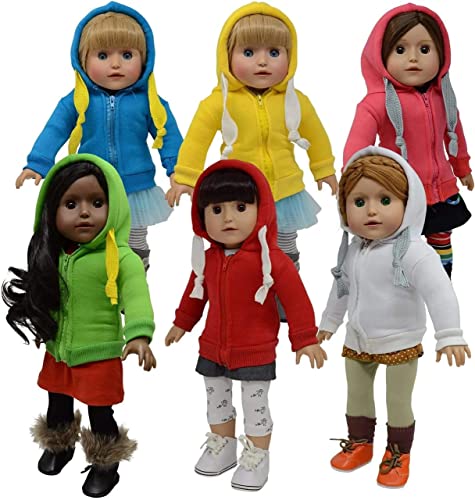 The New York Doll Collection Puppen Solide farbig Set mit 6 Hoodie T-Shirts für Mode Mädchen Puppen - Puppen Sweatshirts - Passt 18 Zoll/46cm Puppen - Puppenkleidung - Puppenzubehör The New York Doll Collection Puppen Solide farbig Set mit 6 Hoodie T-Shirts für Mode Mädchen Puppen - Puppen Sweatshirts - Passt 18 Zoll/46cm Puppen - Puppenkleidung - Puppenzubehör von The New York Doll Collection