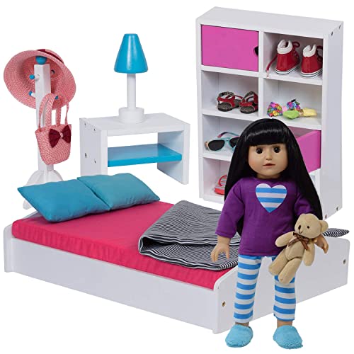 The New York Doll Collection Puppenbett & Schlafzimmer Set Passend für 18 Zoll / 46cm Puppen - Puppenmöbel für Puppen The New York Doll Collection Puppenbett & Schlafzimmer Set Passend für 18 Zoll / 46cm Puppen - Puppenmöbel für Puppen von The New York Doll Collection