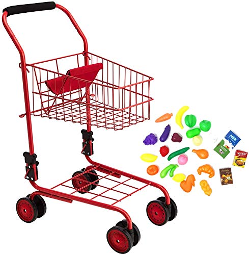 THE NEW YORK DOLL COLLECTION Spielzeug Einkaufswagen für Kinder und Kleinkind Puppen - Einfache Lagerung Metallrahmen - Rot von THE NEW YORK DOLL COLLECTION