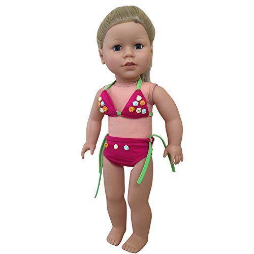 THE NEW YORK DOLL COLLECTION Süß Bikini Schwimmset für Mode Mädchen Puppen - Bikini mit verschiedenen Blumen Design Passt 18 Zoll/46 cm Puppen - Puppen Badebekleidung - Puppenzubehör von THE NEW YORK DOLL COLLECTION
