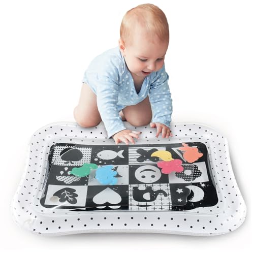 The Peanutshell Montessori Aufblasbare Matte zum Spielen von Wasser, Matte für Bauch und sensorische Entwicklung, Spielzeug für Babys mit hohem Kontrast von The Peanutshell