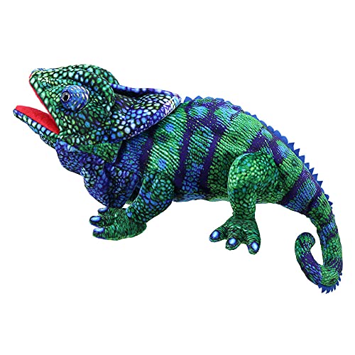 Große Kreaturen – Chamäleon-Handpuppe (blau-grün) von The Puppet Company