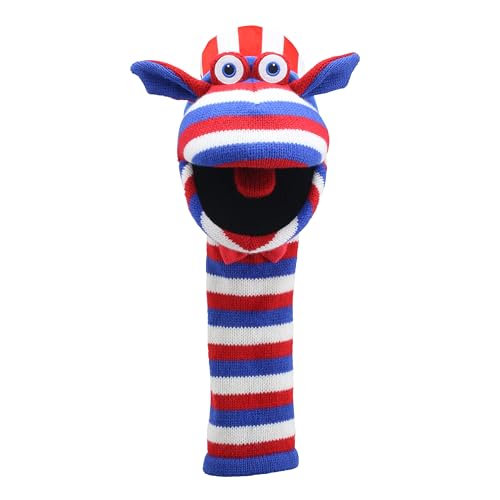 The Puppet Company Sammy Sockette – Buntes, umweltfreundliches Handpuppenspielzeug mit Zylinder, Krawatte & kräftigen Streifen – lustiges & interaktives Spielen für Kinder & Erwachsene – aus von The Puppet Company