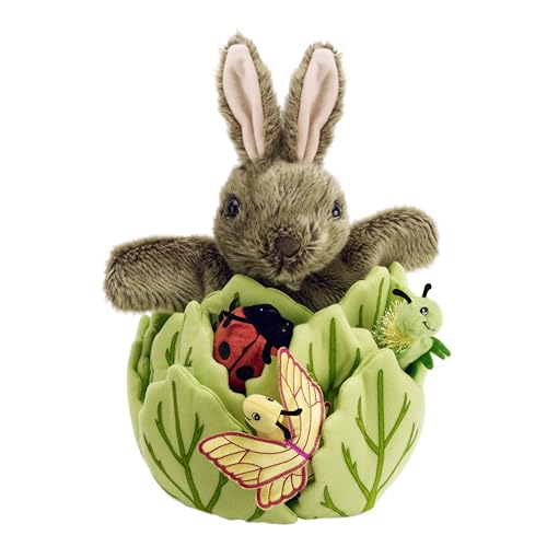 The Puppet Company - Hide Away Puppets - Rabbit in A Lettuce with 3 Mini Beasts Hand Puppet von The Puppet Company