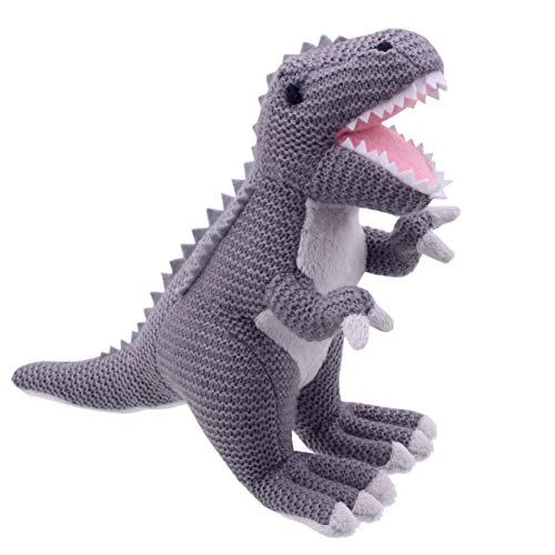 Wilberry - Knitted - Small Grey T-Rex Dinosaur Soft Toy - WB004308 von The Puppet Company