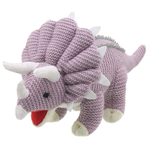 Wilberry - Knitted - Small Lilac Triceratops Dinosaur Soft Toy - WB004309 von The Puppet Company