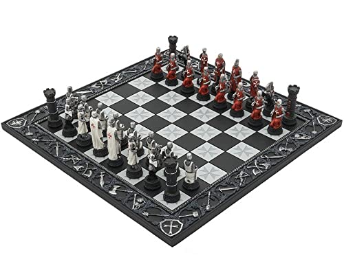 Italfama Schachspiel mit Tempelritter, handbemalt, Motiv Kreuzritter von The Regency Chess Company
