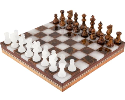 Regencychess Schach & Dame Alabaster Braun & Weiß mit eingelegter Truhe Regencychess Schach & Dame Alabaster Braun & Weiß mit eingelegter Truhe von The Regency Chess Company