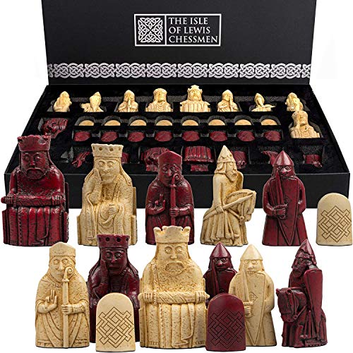 The Isle Of Lewis Chessmen – Regency Chess Offizielles Lewis Schach-Set rote Edition – 4 Königinnen von The Regency Chess Company
