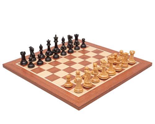 The Warwick Black Ebonized Boxwood Chess Set with 16 Inch Spanish Mahgony and Birch Board von The Regency Chess Company