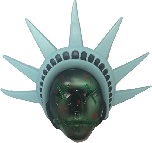 The Rubber Plantation TM, Maske mit LED-Lichtern und befestigtem Stirnband in Form der Freiheitsstatue, für Festival- oder Halloween-Kostüme, Unisex, für Erwachsene, Einheitsgröße, Modell 619219304436 von The Rubber Plantation TM