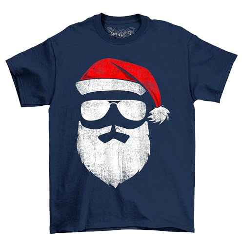 The Shirt Shack Funny Santa Claus Face Sonnenbrillen-T-Shirt - Rocking The Christmas Spirit Lustiges Design mit Hut, Bart und Schatten. Verbreitet Weihnachtsfreude mit Stil. Ho ho Hilarious!, von The Shirt Shack