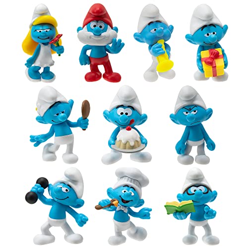 The Smurfs Klassische Figur zum 40. Hochzeitstag, 10 Stück, mit 5,1 cm Schlumpfine, Grouchy, Greedy, Papa Schlumpf, Brainy, Hefty, Vanity, Harmonie, Jokey, Chef – authentische Details von The Smurfs