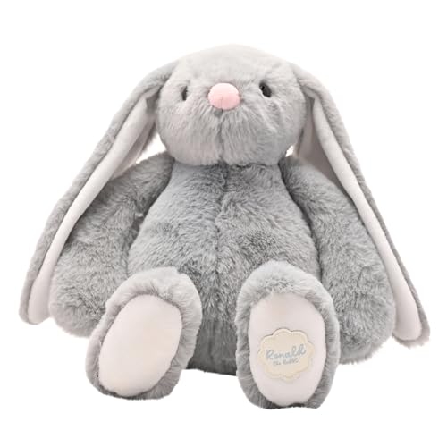 The Softies - Ronald the Plush Grey Bunny Plush Kuscheltier - Perfektes weiches Geschenk für Kinder & Kinder / Kuscheln & Spielen - 0 bis 3 Jahre - H:35cm x B:20cm von The Softies