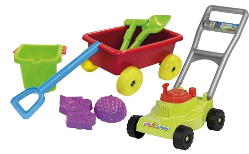The Toy Company Rasenmäher mit Bollerwagen Leiterwagen Sandspielzeug Set Kinder Gartenspielzeug von The Toy Company