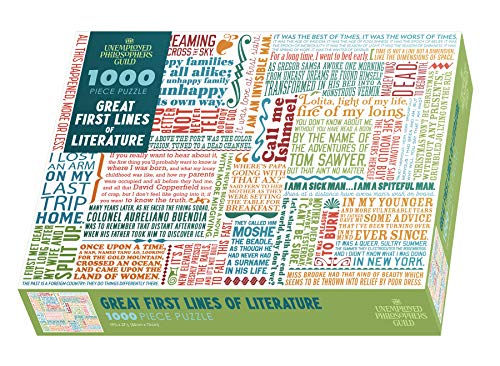 First Lines of Literature Puzzle – 1000 Teile – Reduzierte Blendung mattes Finish – inklusive Box und Mini-Poster mit Puzzle-Art von The Unemployed Philosophers Guild