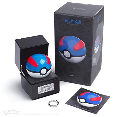 The Wand Company Großartige Kugel, authentisch, elektronisch, Druckguss-Poke-Ball mit Ball und Vitrinen, Lichtmerkmale, offizielles Lizenzprodukt von Pokemon, WRC13620 von The Wand Company