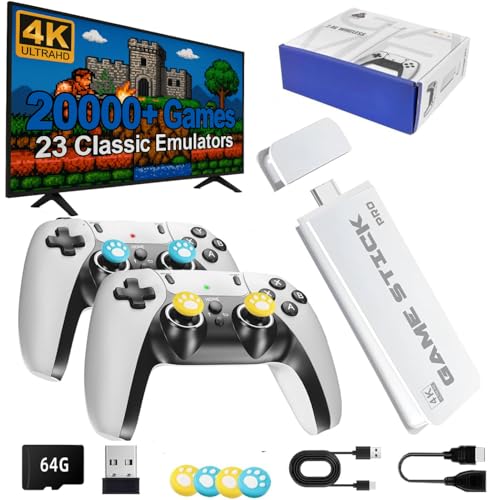 Kabellose Retro-Spielkonsole, Retro-Spielstick, Nostalgie-Stick-Spiel, 4K-HDMI-Ausgang, Plug-and-Play-Videospiel-Stick mit 20.000 Spielen + (64 G) SD-Karte von The minator FX
