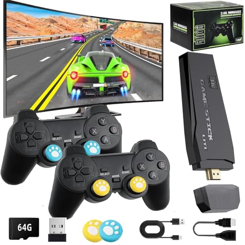 Kabellose Retro-Spielkonsole, Retro-Spielstick, Nostalgie-Stick-Spiel, 4K-HDMI-Ausgang, Plug-and-Play-Videospiel-Stick mit 20.000 Spielen + (64 G) SD-Karte von The minator FX