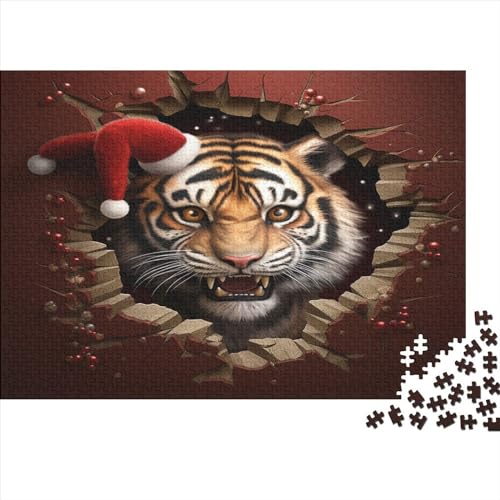 Christmas Tiger Puzzles Erwachsene 300 Teile Animal Theme Educational Game Geburtstag Family Challenging Games Wohnkultur Entspannung Und Intelligenz 300pcs (40x28cm) von TheEcoWay