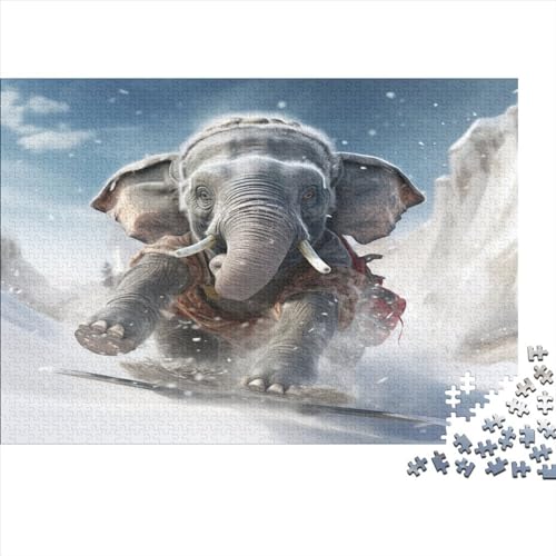Cute Elephant Puzzles Erwachsene 500 Teile Animal Theme Educational Game Geburtstag Family Challenging Games Wohnkultur Entspannung Und Intelligenz 500pcs (52x38cm) von TheEcoWay