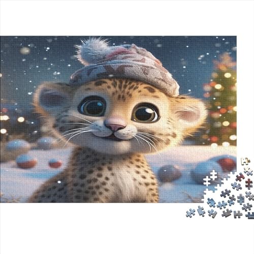 Cute Leopard Erwachsene Puzzles 300 Teile Animal Theme Geburtstag Family Challenging Games Wohnkultur Educational Game Stress Relief 300pcs (40x28cm) von TheEcoWay