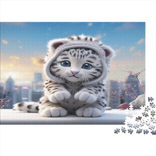 Cute Leopard Erwachsene Puzzles 500 Teile Animal Theme Educational Game Home Decor Geburtstag Family Challenging Games Stress Relief Toy 500pcs (52x38cm) von TheEcoWay