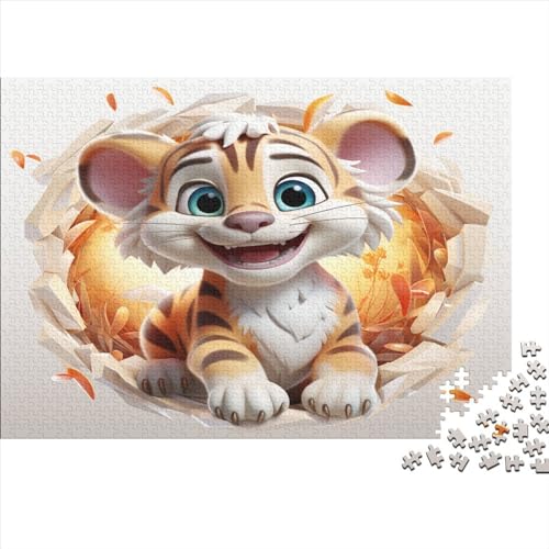 Cute Tiger Erwachsene Puzzles 1000 Teile Animal Theme Educational Game Home Decor Geburtstag Family Challenging Games Stress Relief Toy 1000pcs (75x50cm) von TheEcoWay