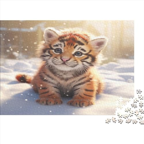 Cute Tiger Erwachsene Puzzles 1000 Teile Animal Theme Geburtstag Family Challenging Games Wohnkultur Educational Game Stress Relief 1000pcs (75x50cm) von TheEcoWay