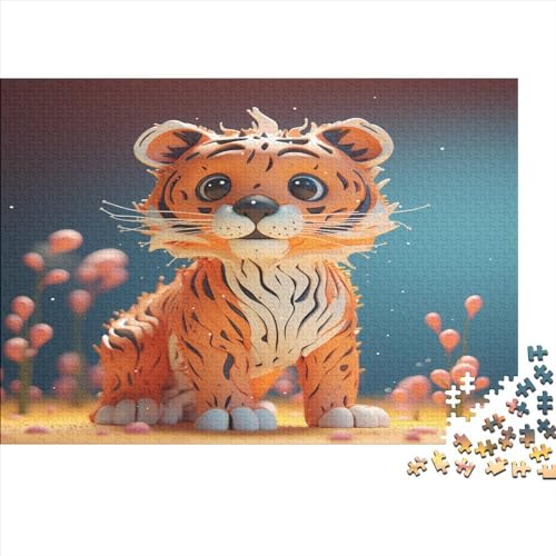 Cute Tiger Puzzles Erwachsene 1000 Teile Animal Theme Educational Game Geburtstag Family Challenging Games Wohnkultur Entspannung Und Intelligenz 1000pcs (75x50cm) von TheEcoWay