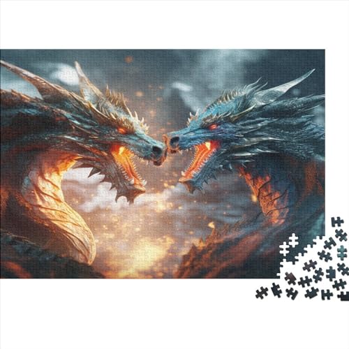 Double Dragon Duel Erwachsene Puzzles 300 Teile Cool Educational Game Home Decor Geburtstag Family Challenging Games Stress Relief Toy 300pcs (40x28cm) von TheEcoWay