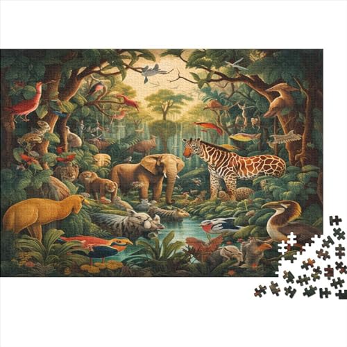 Jungle Animals Erwachsene Puzzles 300 Teile Animal Theme Educational Game Home Decor Geburtstag Family Challenging Games Stress Relief Toy 300pcs (40x28cm) von TheEcoWay