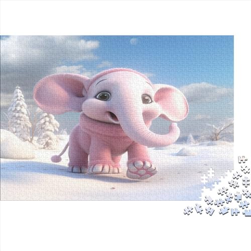 Pink Elephant Für Erwachsene Puzzle 500 Teile Animal Theme Wohnkultur Family Challenging Games Geburtstag Lernspiel Stress Relief Toy 500pcs (52x38cm) von TheEcoWay