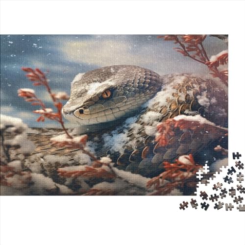Snow Snake Erwachsene Puzzles 1000 Teile Animal Theme Educational Game Home Decor Geburtstag Family Challenging Games Stress Relief Toy 1000pcs (75x50cm) von TheEcoWay