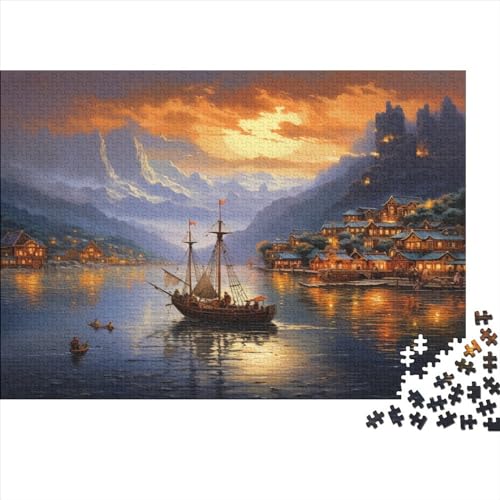 Sunset Sailing Puzzles Erwachsene 1000 Teile Landscape Educational Game Geburtstag Family Challenging Games Wohnkultur Entspannung Und Intelligenz 1000pcs (75x50cm) von TheEcoWay