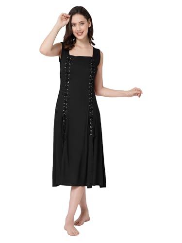 ThePirateDressing Damen Renaissance Mittelalter Bauer Pirat Wikinger LARP Kostüm Kleid Überkleid C1846 Schwarz Groß von ThePirateDressing