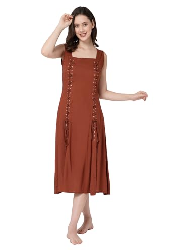 ThePirateDressing Damen Renaissance Mittelalter Bauernpirat Wikinger LARP Kostüm Kleid Überkleid C1846 Braun X-Large von ThePirateDressing