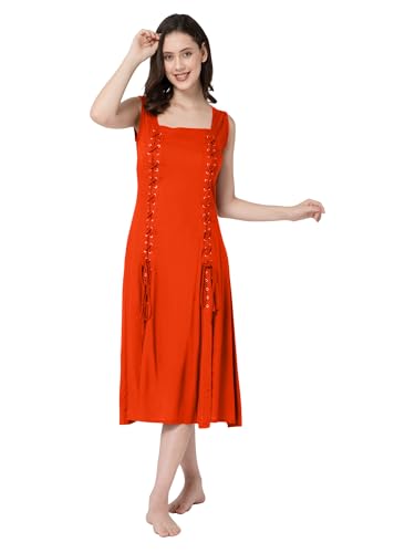 ThePirateDressing Damen Renaissance Mittelalter Bauernpirat Wikinger LARP Kostüm Kleid Überkleid C1846 Rot Medium von ThePirateDressing