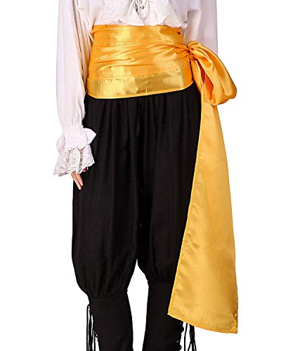 ThePirateDressing Pirat Mittelalter Renaissance Halloween Cosplay Kostüm Satin Große Schärpe (Gold) von ThePirateDressing