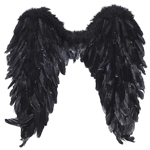 Schwarze Engelsflügel - Große Erwachsene Natürliche Federflügel für Dämon-, Teufels- und Maleficent-Kostüme für Cosplay Schwarze Engelsflügel - Große Erwachsene Natürliche Federflügel für Dämon-, Teufels- und Maleficent-Kostüme für Cosplay von Theaque