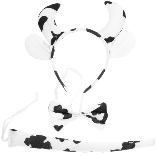 Theaque 1 Set Kuh-Kostüm-Zubehör inklusive Kuhohren-Haarband, Kuhschwanz und Fliege von Theaque