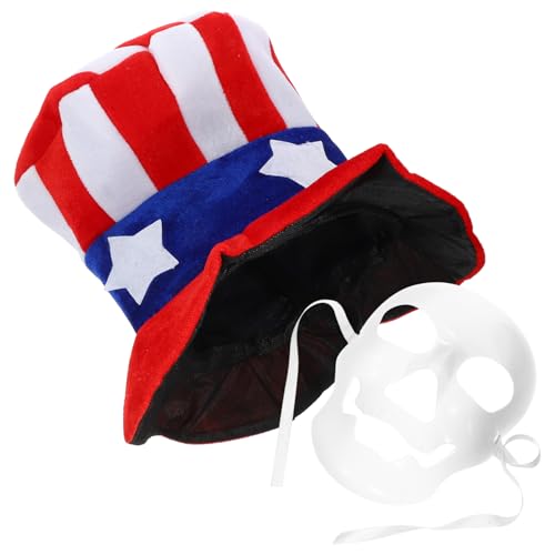 Theaque 1 Set Unabhängigkeitstag Hut USA Flagge Dekorative Hut Totenkopf Stil Maske Cosplay Maske von Theaque