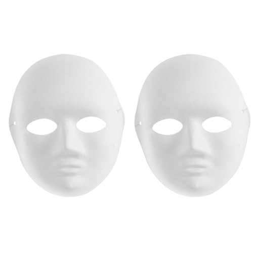 Theaque 2 Stück Damen-Maske für Porträt, Malmaske, Vollgesichtskostüm, Zellstoff, blanko, weiße Maske für DIY-Malerei von Theaque