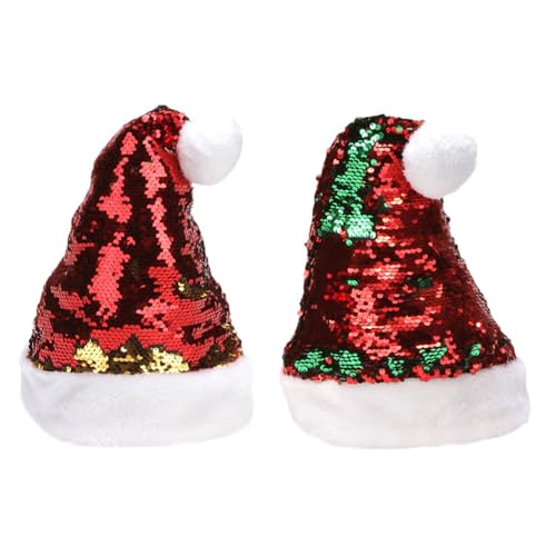 Theaque 2 Stück Weihnachten Weihnachtsmann Hüte Weihnachten Pailletten Hut Weihnachten Party Kostüm für Damen Herren Erwachsene von Theaque