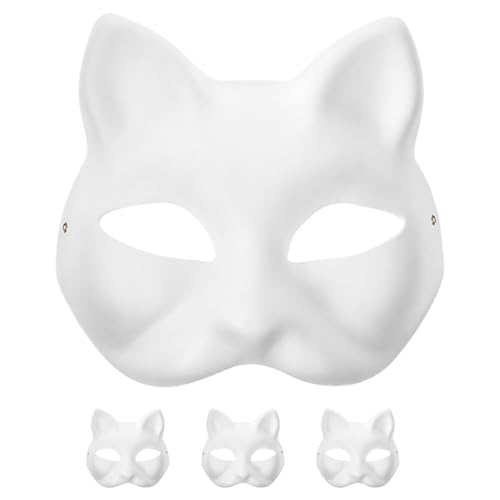 Theaque 4 Stück Papiermasken, blanko, handbemalt, Malmaske, Party, DY-Maske, Requisiten von Theaque